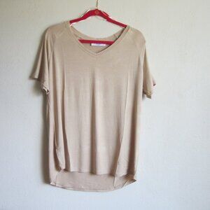 COPY - New HYFVE Short Sleeve Taupe Color V-Neck Top with a Comfortable Fit